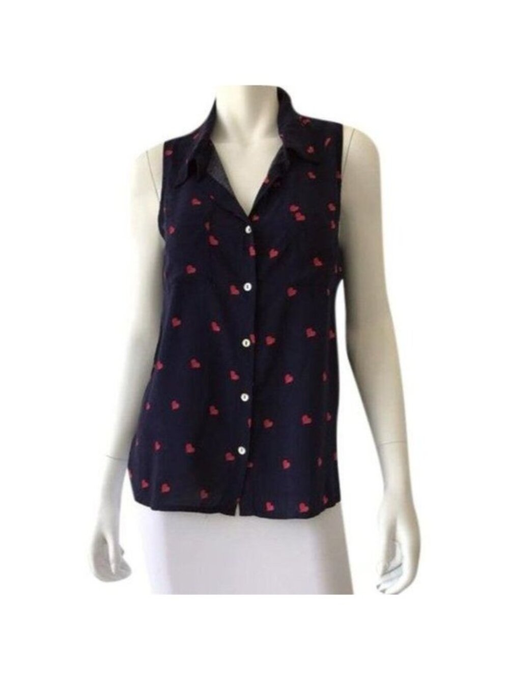 Just Living Navy Sleeveless Top With Heart Print